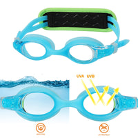 2 x Brand New RUIGAO Kids Swim Goggles Ages 2-6, Fabric Strap, No Tangle Easy On, Children Goggles with Case 2PK Toddler Combo - Blue Dolphin  - RRP €30.26