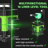 1 x RAW Customer Returns KKnoon cross line laser, laser spirit level 16 lines cross line green laser in 4 x 360 self-balancing alignment green laser spirit level USB rechargeable lifting base green  - RRP €69.99