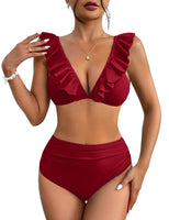 1 x RAW Customer Returns AI MAGE Bikini Set Women High Waist 2 Pack Swimsuit Sexy Holiday Push Up Swimwear Red XL - RRP €30.24