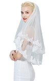 1 x RAW Customer Returns BEAUTELICATE Bridal Veil Wedding Veil Blusher With Lace for Bride Wedding White Ivory With Metal Comb Elbow Length 2 Layer V133 - RRP €22.18