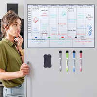 1 x RAW Customer Returns POPRUN Magnetic Whiteboard Weekly Planner Wipeable Family Planner Planning Board Household Plan Magnetic Board Refrigerator Children Reward Board Timetable for Office and School 43 x 28 cm in German - RRP €16.99