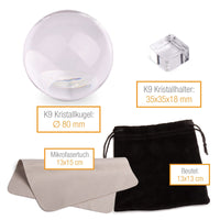 1 x RAW Customer Returns AMAZY glass ball photography 100mm 10cm lens ball with crystal stand, bag, microfiber cloth, box crystal ball for photographers, for taking photos photo ball K9 crystal for pictures, mirror images - RRP €25.58