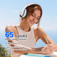 1 x RAW Customer Returns Uliptz Bluetooth Headphones Over Ear, 65 Hours Playtime Headphones Wireless Bluetooth with 6 EQ Modes, HiFi Stereo Foldable Bluetooth 5.3 Wireless Headphones for Travel Office Mobile Phone PC Silver  - RRP €22.99