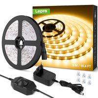 1 x RAW Customer Returns Lepro LED Strip 5M, Warm White 3000K Dimmable, LED Strip Warm White 300 LEDs, 12V Self-Adhesive, IP20 LED Tape, Flexible DIY LED Strip, LED Light Strip Chain with Power Supply for Indoor Kitchen Decoration - RRP €17.96