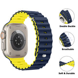 1 x RAW Customer Returns Anlinser Compatible with Apple Watch Strap 49mm 45mm 44mm 42mm, Silicone Replacement Strap Compatible with Apple Watch Ultra 2 Ultra SE Series 9 8 7 6 5 4 3 2 1 Dark Blue Yellow  - RRP €13.99