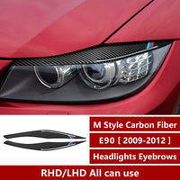 1 x RAW Customer Returns Car Headlight Eyebrow Eyelids Sticker Carbon Fiber Eyebrow Trim Compatible with BMW 3 Series E90 2009 2010 2011 2012 Accessories - RRP €30.24