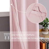 1 x RAW Customer Returns DWCN Opaque Curtains Blackout Curtains with Eyelets 2 Pieces Thermal Curtain for Living Room Bedroom Blush Pink 228 x 117 cm H x W  - RRP €38.3