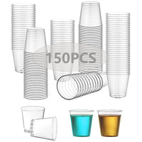 1 x RAW Customer Returns Mis.Moon 150 pieces plastic shot glasses, 30 ml drinking cups, party cups, beer cups, reusable shot glasses, transparent drinking cups for tasting, parties, Christmas, birthdays - RRP €10.32