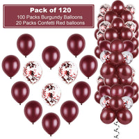 1 x RAW Customer Returns 120 Pieces Burgundy Balloons Kit Latex Burgundy Balloons Confetti Balloons for Wedding Bridal Shower Birthday Party Anniversary Decoration - RRP €17.74