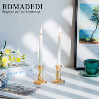 1 x Brand New Romadedi Glass Candle Holder Candlestick Taper Candles - 10pcs Amber Glass Candle Stand Elegant for Wedding Table Decoration Christmas Advent Living Room Decoration - RRP €30.24