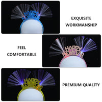 1 x Brand New FRCOLOR 4 Pieces Happy New Year Headband Tiara Light Up Glowing Headbands With Fiber Optic Led Boppers Hairband For 2023 New Years Eve Party Favors Supplies Random Color - RRP €19.2