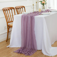 1 x RAW Customer Returns AOKSUNOVA table runner muslin 3m lavender cheesecloth table runner wedding cheesecloth fabric purple 80cm - RRP €15.12