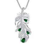 1 x Brand New JO WISDOM 925 1000 Silver Necklace for Women, La Plume Pendant with AAA Cubic Zirconia May Birthstone Emerald Color - RRP €59.5