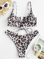 1 x RAW Customer Returns ZAFUL Women s Reversible Two-Piece Swimsuits Slim V-Shape Leopard Print Bikini Set - RRP €35.99