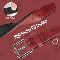 1 x RAW Customer Returns Grand Line Leather Dog Collar, Wide and Thick Collar with Soft Padded, Resistant Adjustable Leather Dog Collar for Small, Medium, Large Dogs Red, XS  - RRP €14.99