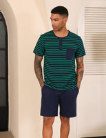 1 x RAW Customer Returns Leversic Men s Summer Pajamas Men s Cotton Short Pajamas Summer Men s Pajamas 2 Pieces Pajamas Short Sleeves for Men Lightweight and Soft Green XXL - RRP €28.99