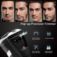 1 x RAW Customer Returns MAX-T Razor Men Electric Wet and Dry, 3D ProSkin IPX7 Waterproof Electric Shaver with Pop-up Precision Trimmer, Rechargeable and Cordless Electric Shaver. - RRP €48.99