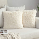 1 x RAW Customer Returns MIULEE Set of 2 Cushion Covers Artificial Fur Sofa Cushion Decorative Decorative Cushion Cuddly Cushion Plush Cushion Cuddly Couch Cushion Super Soft Cushion Fluffy Cushion Cover for Sofa 60 x 60 cm Cream White - RRP €21.91