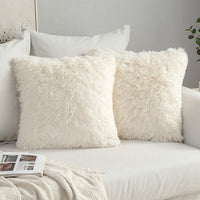 1 x RAW Customer Returns MIULEE Set of 2 Cushion Covers Artificial Fur Sofa Cushion Decorative Decorative Cushion Cuddly Cushion Plush Cushion Cuddly Couch Cushion Super Soft Cushion Fluffy Cushion Cover for Sofa 60 x 60 cm Cream White - RRP €21.0