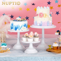 1 x RAW Customer Returns NUPTIO 3 Piece Cake Stand Set Round Metal Cupcake Stand Dessert Cake Stand with Simple Design, White - RRP €62.16