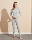 1 x RAW Customer Returns LAPASA women s inner fleece thermal underwear set, thermal top and thermal trousers, leggings, functional underwear sets, L17 light grey, 100 warm, L - RRP €23.24