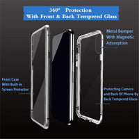 1 x RAW Customer Returns IBEX Samsung Galaxy A52 5G Magnetic Adsorption 360 Degree Full Body Protection Metal Frame Shockproof Bumper Case with Dual Transparent Tempered Glass - RRP €16.12