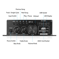 1 x RAW Customer Returns Mini Bluetooth 5.0 Digital Amplifier - Stereo Home and Car Amplifier with USB Music Player - RRP €33.99