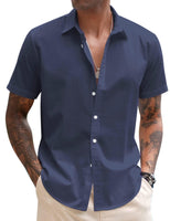 1 x RAW Customer Returns COOFANDY Linen Shirt Men s Shirt Short Sleeve Casual Shirt Beach Shirt Casual Short Sleeve Shirts Summer Shirt Men s Shirts Short Sleeve Navy Blue M - RRP €30.99