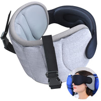 1 x RAW Customer Returns SARISUN Travel Pillows, Neck Pillow with Eye Mask, Long Ear Pillow, Travel Pillows for Children for Car, Car Headrest, Gray - RRP €25.2