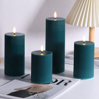 1 x RAW Customer Returns Eywamage 4 Pack Green Flameless LED Pillar Candles with Remote Control, Flickering Tall Battery Operated Candles D 3 H 4 5 6 8  - RRP €29.23