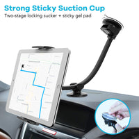 1 x RAW Customer Returns APPS2Car mobile phone holder car, 360 tablet holder windshield, dashboard car, suction cup car holder, compatible for iPad, iPhone, Samsung and devices from 4 to 11 inches - RRP €18.99