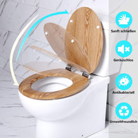 1 x RAW Customer Returns Angel Shield Antibacterial Wooden Toilet Seat with Soft Close and Quick Release Adjustable Hinge Easy to Clean and Install for Bathroom 45 x 37 x 5.6 cm Solid Oak  - RRP €48.4