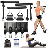 1 x RAW Customer Returns ALongSong Pilates Bar Set 4 Resistance Bands with Bar 40-180LBS Fitness Equipment for Home Home Gym Pilates Bar Adjustable Removable, Handles, Door Anchor - RRP €39.53