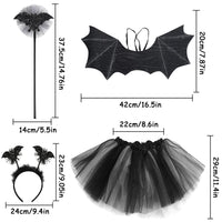 10 x Brand New TOPJOWGA bat costume for children, 4-piece fairy costume for children, fairy costume for Halloween, headband, magic wand, wings, tutu skirt, girl costume for children for carnival Halloween cosplay - RRP €159.2