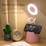 1 x RAW Customer Returns Desk Lamp with Remote Control and Timing, Pink Rechargeable Wireless Desk Light, Dimmable 4000 mAh Table Lamp with Pen Holder and Phone Holder - RRP €20.16