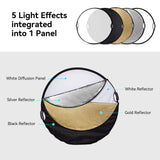 1 x RAW Customer Returns SMALLRIG 5 in 1 Reflector 110cm 42-inch Light Reflector, with Handle, Collapsible Photography Reflector, with Carrying Bag, Translucent Silver Gold White and Black 4131 - RRP €39.9