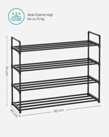 1 x RAW Customer Returns SONGMICS 4-Tier Shoe Rack, Metal Shoe Rack for 20 Pairs of Shoes, for Living Room, Entrance, Hallway and Cloakroom, 30 x 92 x 74 cm, Black LSA14BK - RRP €21.8