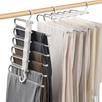 1 x RAW Customer Returns Star hour 6 in 1 trouser hanger, space saving, trouser hanger made of stainless steel, extendable, trouser holder for wardrobe, magic hanger organizer for trousers, scarves, jeans, clothes, towels - RRP €15.73