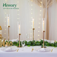 1 x RAW Customer Returns Hewory candle holder gold candle holder stick candle set of 6 tall stick candle holders golden with glass cylinder without base for tapered candles, metal candlestick for table decoration living room wedding dining - RRP €66.54