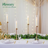 1 x RAW Customer Returns Hewory candle holder gold candle holder stick candle set of 6 tall stick candle holders golden with glass cylinder without base for tapered candles, metal candlestick for table decoration living room wedding dining - RRP €66.54