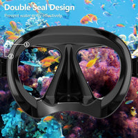 1 x RAW Customer Returns Adult Diving Goggles with Anti-Fog Snorkel Mask, Tempered Glass Swimming Mask and Nose Cover for Snorkeling and Swimming A-Blue  - RRP €27.17