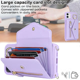 1 x RAW Customer Returns  iPhone 11 case with strap card holder mobile phone case iPhone 11 with zip strap ring stand case with wallet women - purple - RRP €21.6