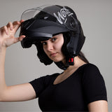 1 x RAW Customer Returns Westt flip-up helmet, motorcycle helmet, full-face helmet, men and women with reinforced chin guard, chopper, moped, scooter, modular helmet, motorcycle with ECE 22.06, black, L 59-60 cm  - RRP €100.79