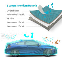 1 x RAW Customer Returns Leader Accessories Premium car cover 5-layer waterproof full garage weatherproof car cover UV stabilized indoor and outdoor use in summer winter notchback-432x155x127cm, light gray  - RRP €39.99