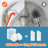 1 x RAW Customer Returns JEHONN Disposable Toilet Brush, Toilet Brush with 40 Cleaner Refills Sponge, WC Brush Cleaning Agent for Sink Bathtub Sink Mop Pool Orange  - RRP €19.99