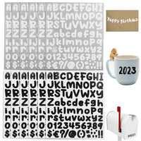 7 x Brand New SJUNJIE 972 Pieces 12 Sheets Adhesive Letters Waterproof Alphabet Numbers Self-Adhesive Vinyl Letters for DIY, Scrapbooking, Mailbox, Gift Decorations Black,White  - RRP €68.11