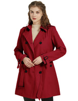 1 x RAW Customer Returns Wantdo women s trench coat long coat spring windproof summer coat transition elegant coats spring coat epaulettes with belt slim fit jackets red 40 - RRP €86.99