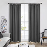 1 x RAW Customer Returns Deconovo blackout curtains with ruffle tape, thermal curtains, dining room, thermal curtain, cold protection, thermal against cold, thermal curtain, heat protection, 290 x 140 cm height x width , dark grey, set of 2 - RRP €58.95