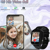 1 x RAW Customer Returns 4G Smartwatch Kids with GPS and Phone Video Call, Kids Smartwatch with GPS with SIM, Smart Watch Kids Watch Call SOS IP68 Waterproof Games School Mode Camera Alarm Clock, Gifts for Girls Boys - RRP €59.99