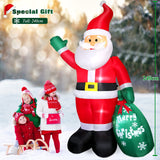 1 x RAW Customer Returns 240cm Inflatable Santa Claus with Gift Bag LED Light, Christmas Decoration, IP44 Weatherproof, Indoor Outdoor Lighting, Decoration for Garden, Lawn, Courtyard - RRP €69.99